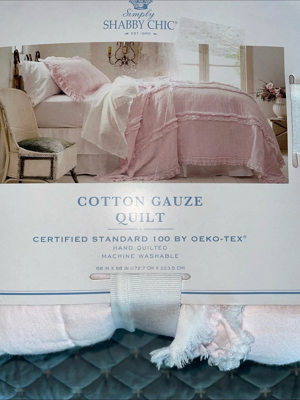 Shabby Chic Twin Size Soft Pink Cotton Gauze Quilt-NWT